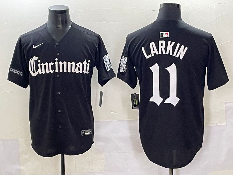 Men 2025 Cincinnati Reds #11 Larkin Black Five generations Joint Name Nike MLB Jersey style 16->cincinnati reds->MLB Jersey